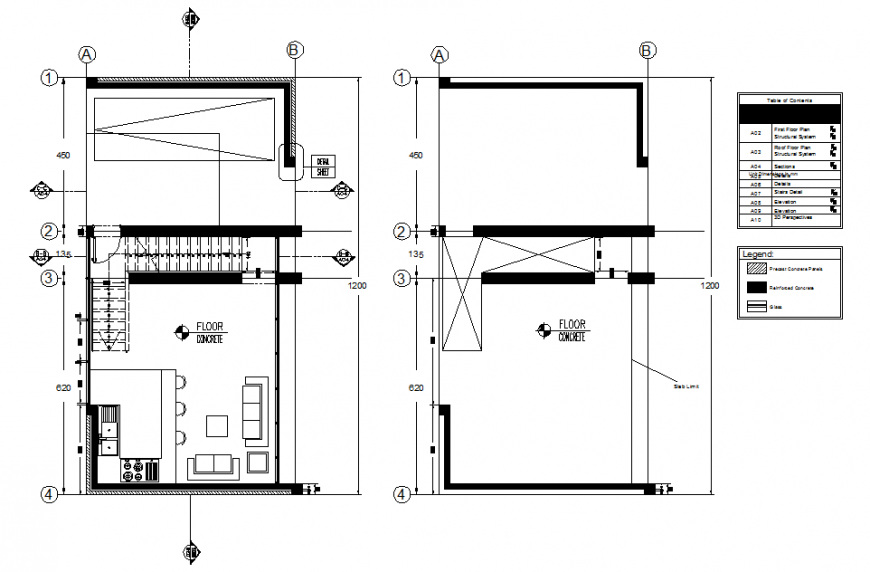Architectural design house plan detail dwg file