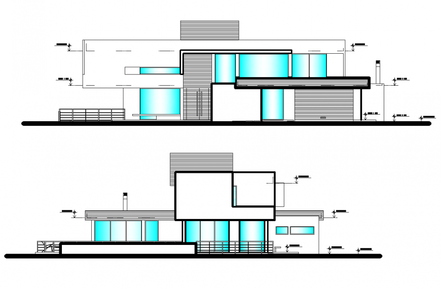 Architectural design of elevation of house dwg file