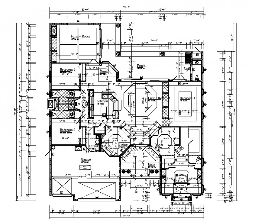 Architectural detail of residential area design dwg file