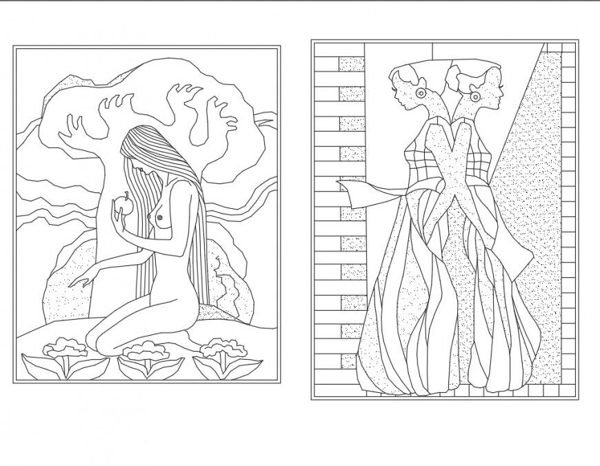 Architectural drawings Decorative Painting autocad file