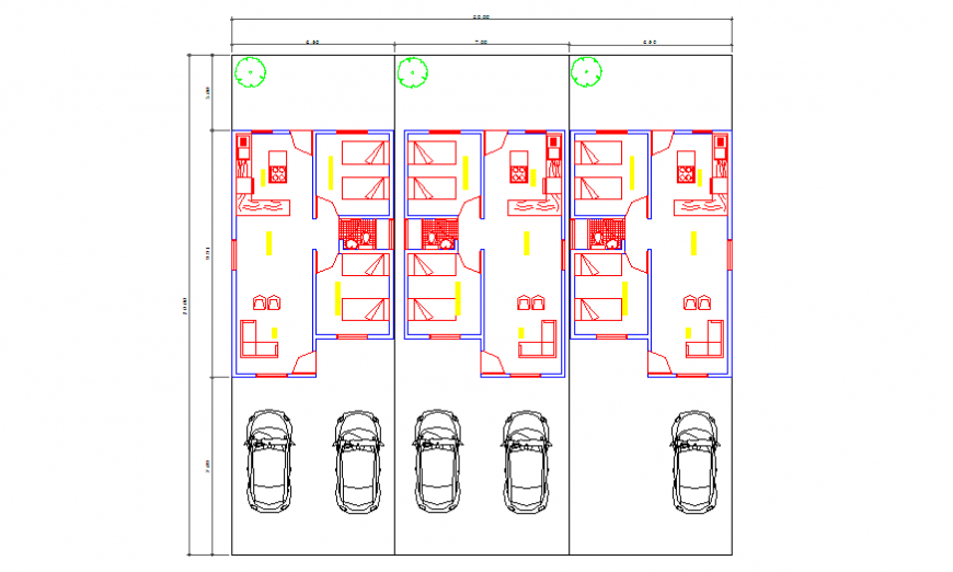 Architectural duplex type country house design drawing
