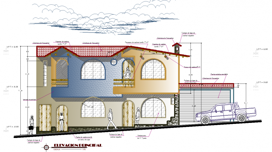  Residential House Elevation DWG Drawing AutoCAD File