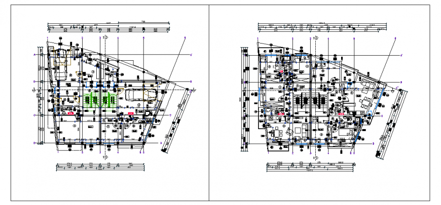 Architectural floor  plan design of duplex house design drawing