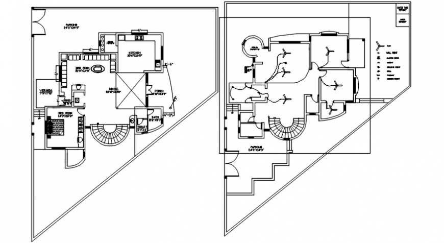 Architectural furniture detail plan of house 2d dwg file