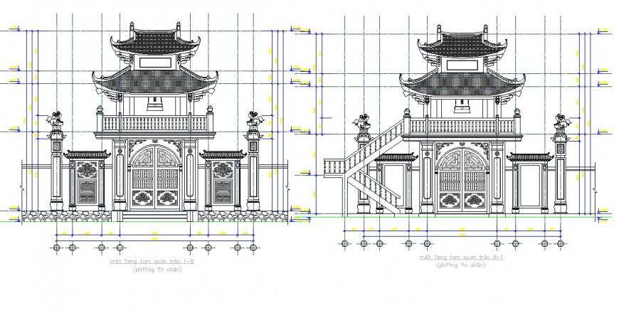 Architectural heritage building detail elevation 2d view layout file in autocad format
