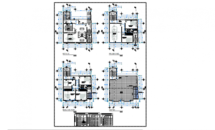Architectural housing with basement project design drawing
