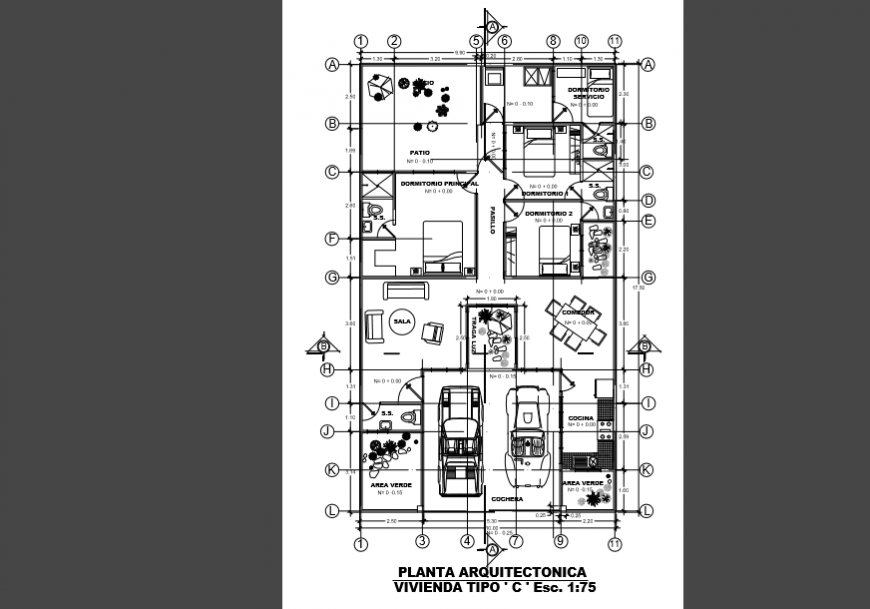 Architectural layout design drawing of Villa design