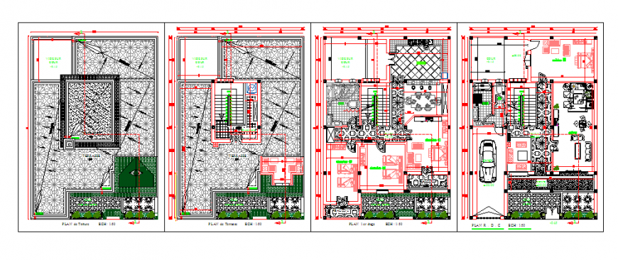 Architectural layout design drawing of villa house