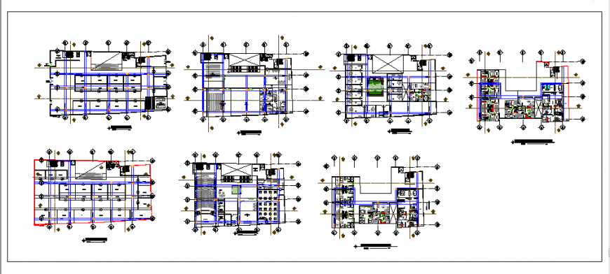 Architectural layout of multi building commercial offices cultural center and housing