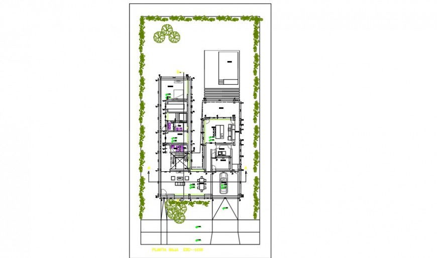 Architectural layout plan of a bungalow detail dwg file