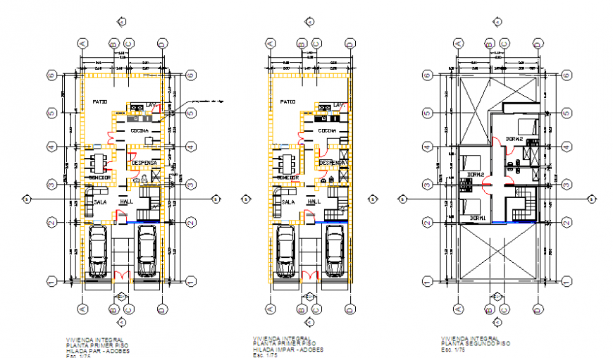 Architectural layout plan of small bungalow design drawing