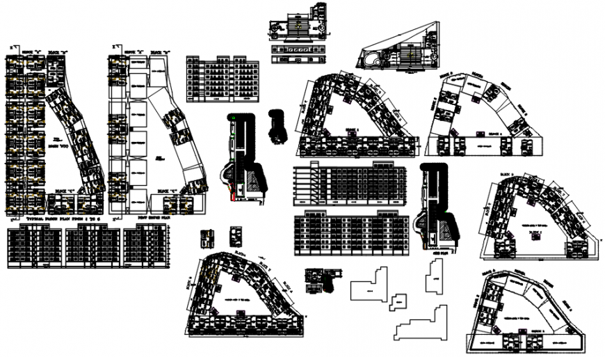 Architectural plan and elevation with detail of apartment in AutoCAD