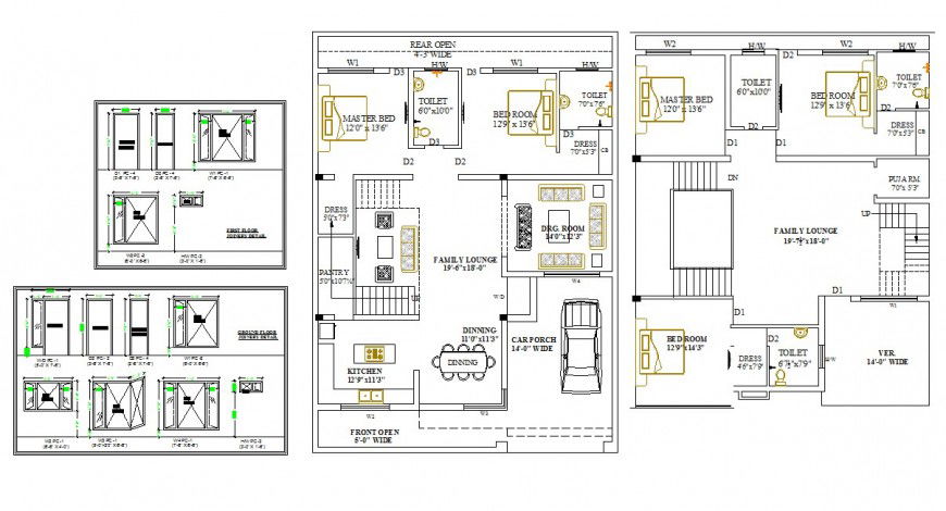 Architectural plan of a apartment detail file
