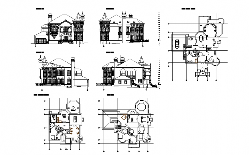 Architectural Planing Design of Castle Plan & Elevation