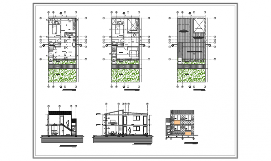 Architectural planning design of priority housing of 2 levels design.