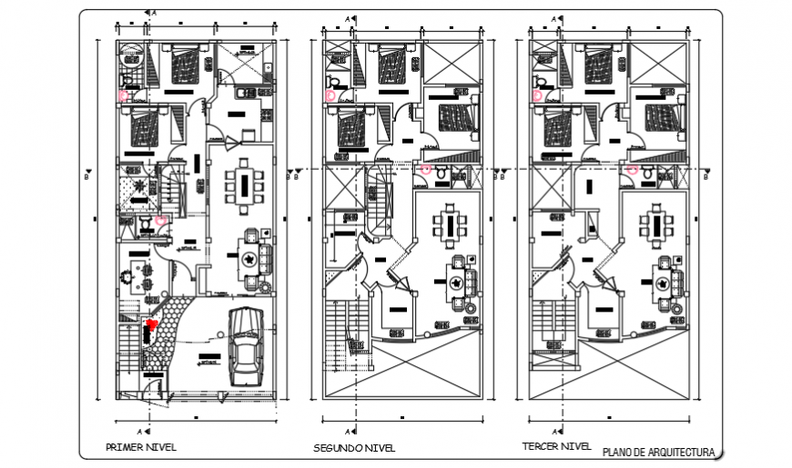 Architectural presentation layout plan of residential family housing design drawing