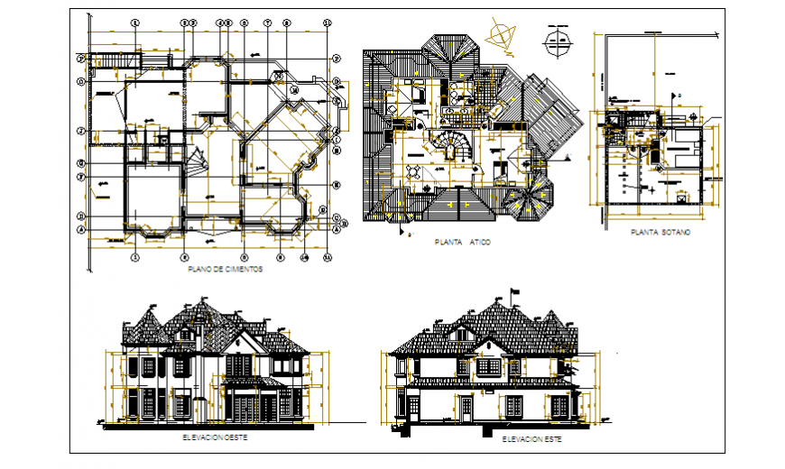 Architectural project design drawing of big house design