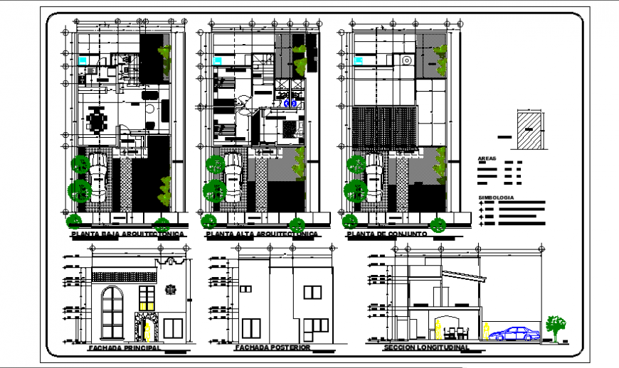 Architectural project of house of interest design drawing