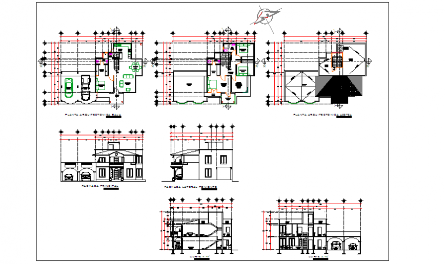Architectural project of residential house design drawing