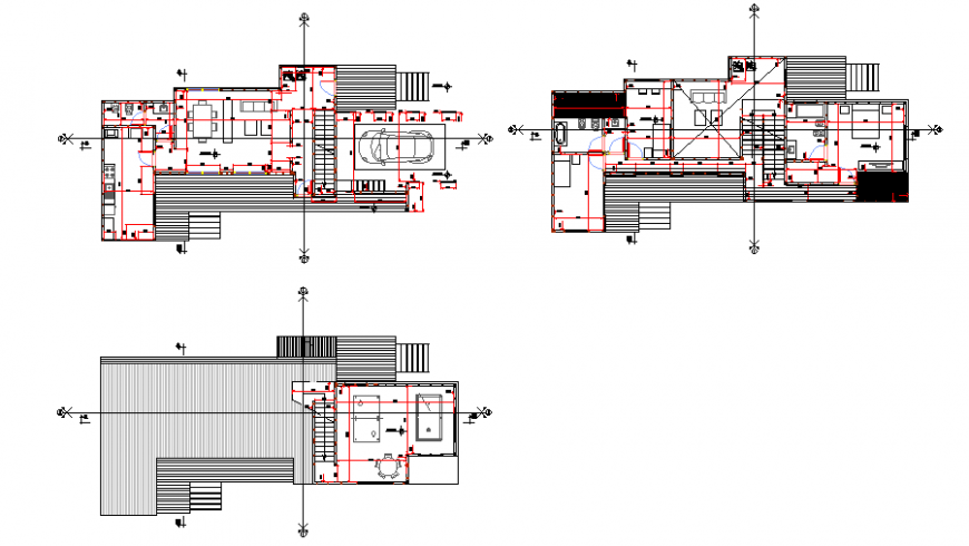 Architectural proposed layout plan of wood housing design drawing
