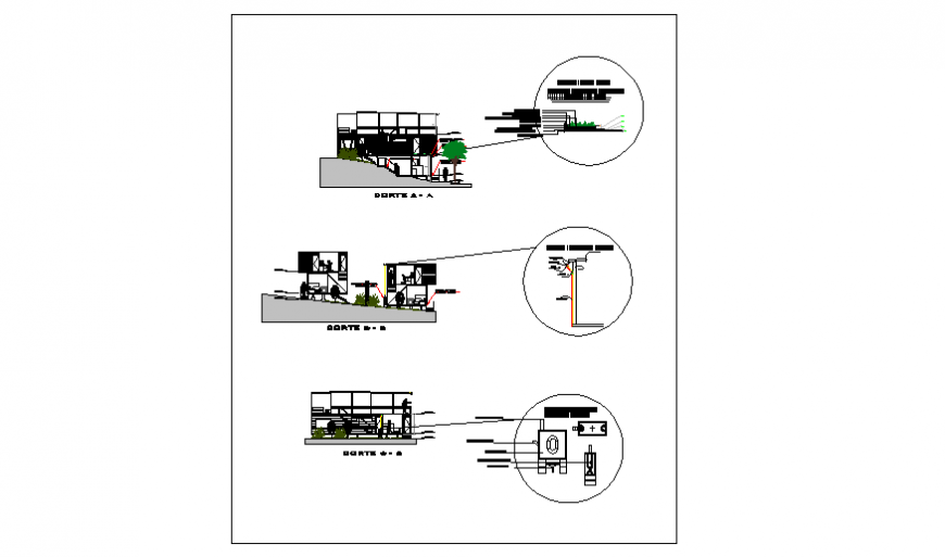 Architectural Section plan design drawing of urban housing design