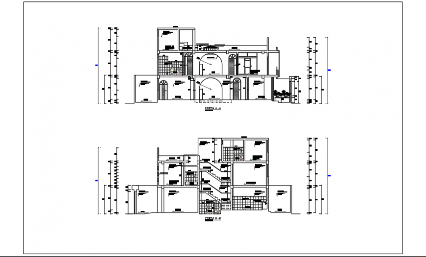 Architectural Section plan design of single family home design