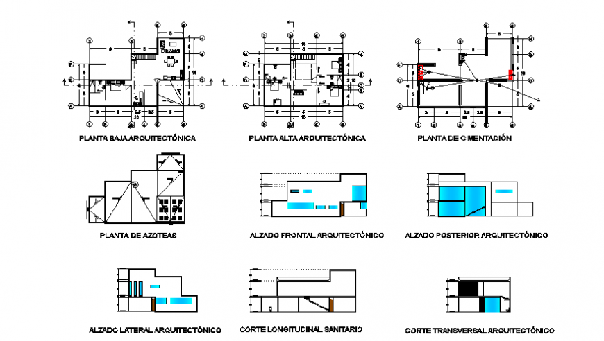 Architectural simple house plans design drawing