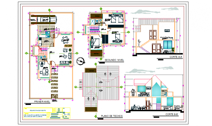 Architectural single family home design drawing