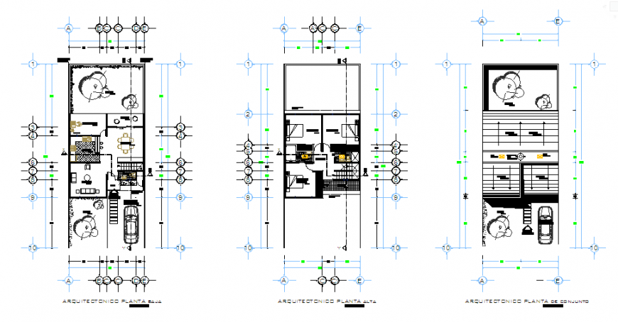 Architectural Small house 2 floors project design drawing