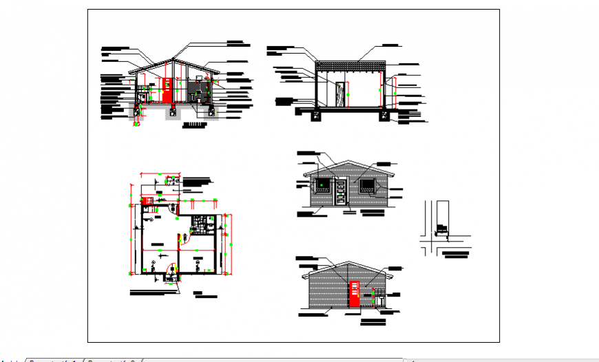 Architectural small housing type design drawing