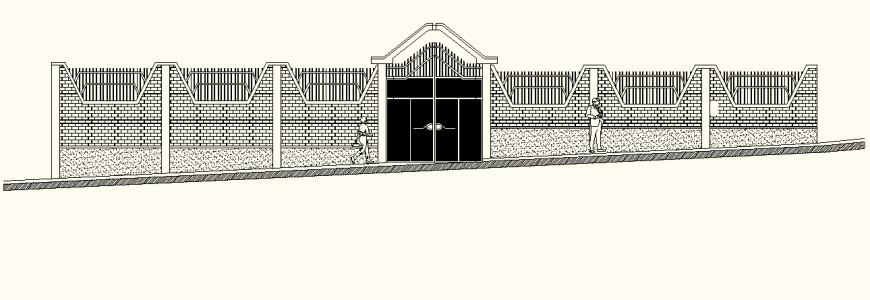Architectural Wall and Fence detail elevation autocad file