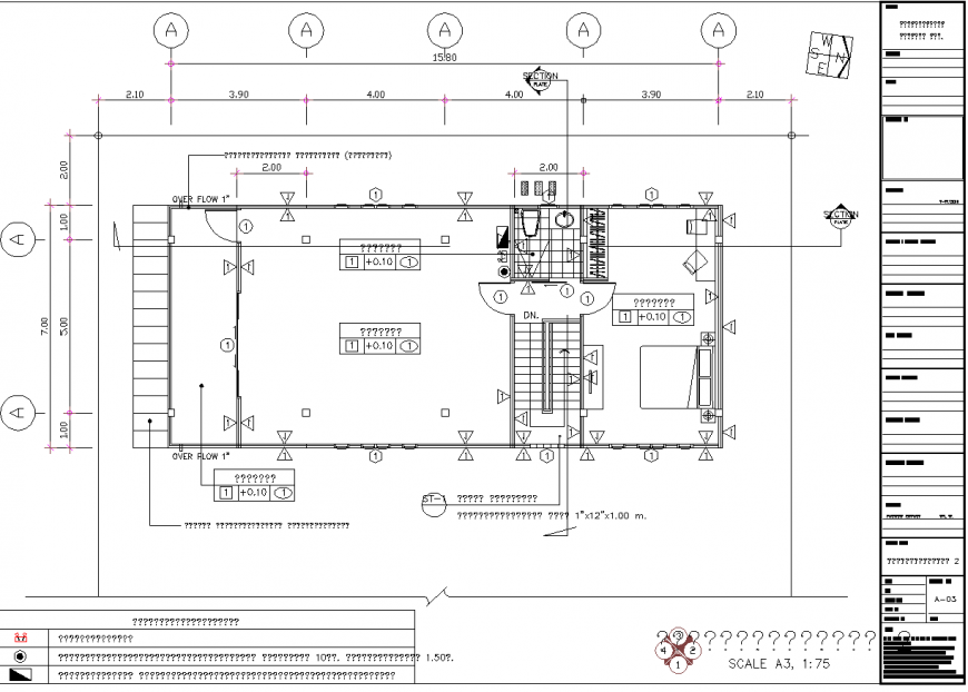 Architectural working drawing of house in dwg file.