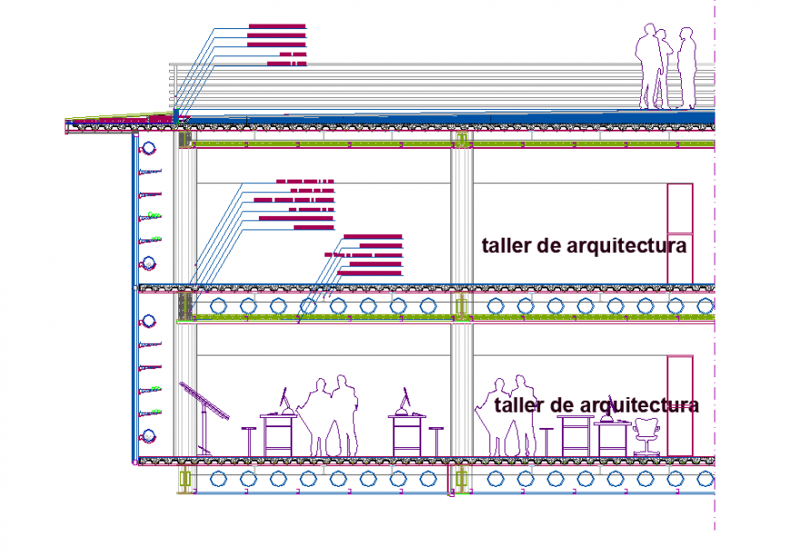Architectural workshop section plan detail dwg file