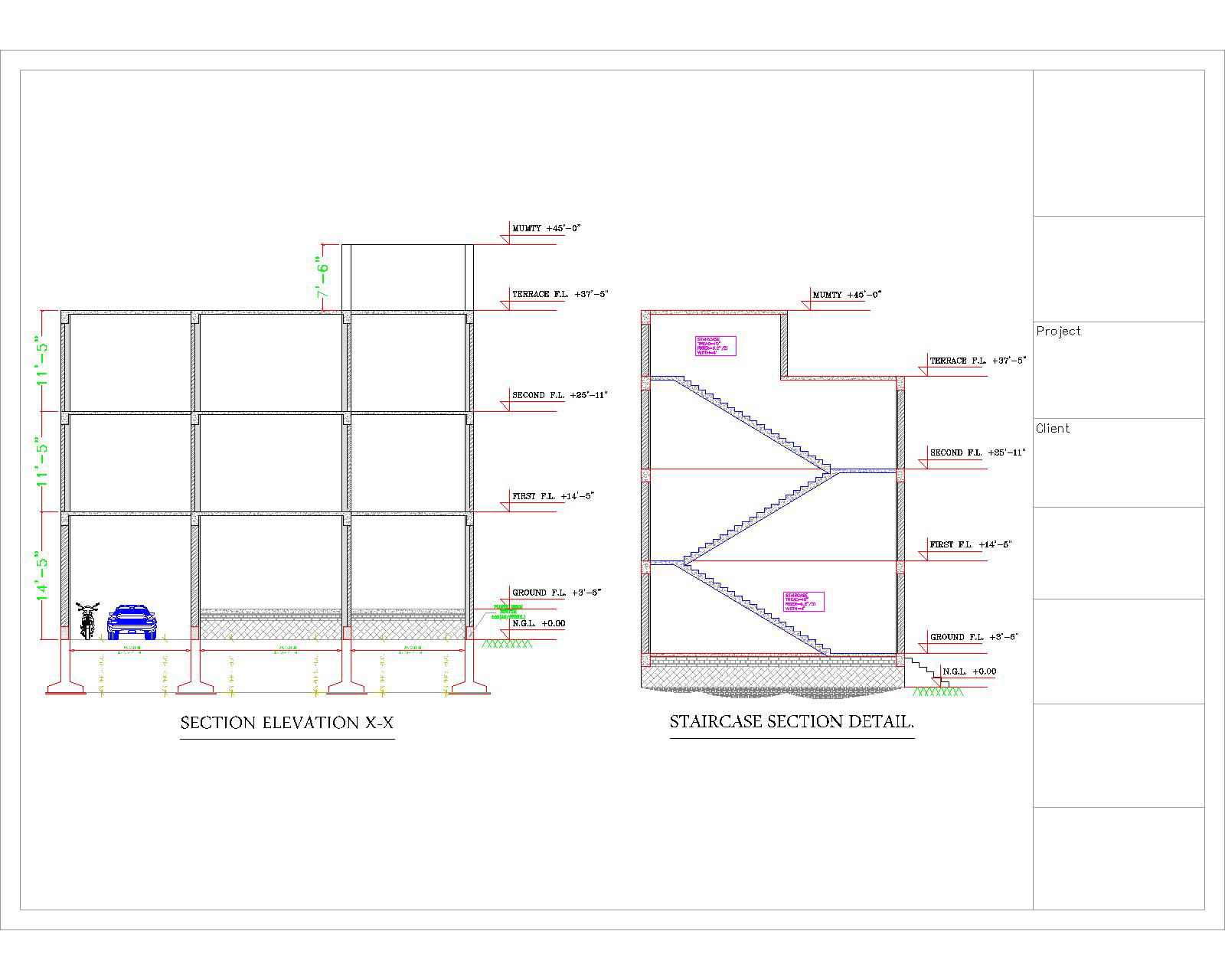 architectural section view commercial building