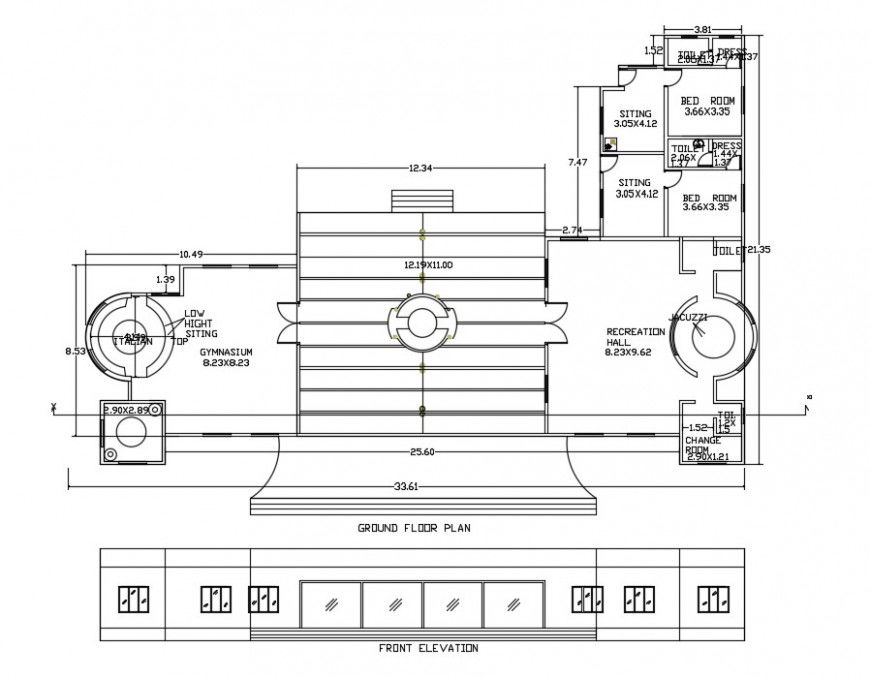 Architecture Club house layout plan dwg file