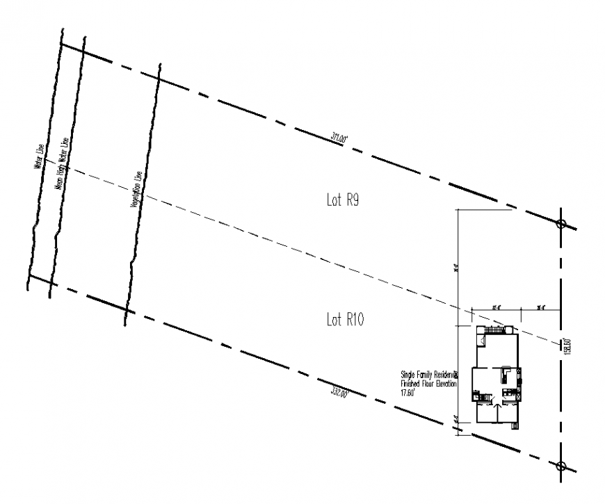 Architecture detail of residential area in plan dwg file