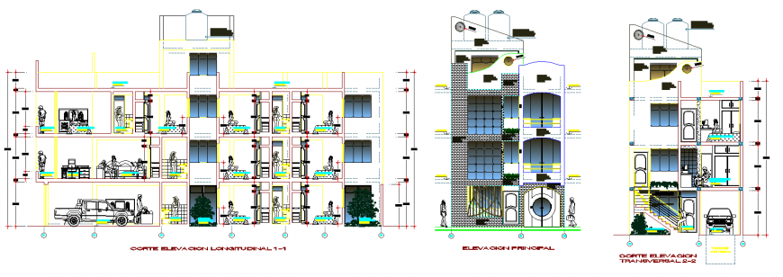 Architecture drawing of commercial housing in dwg file.
