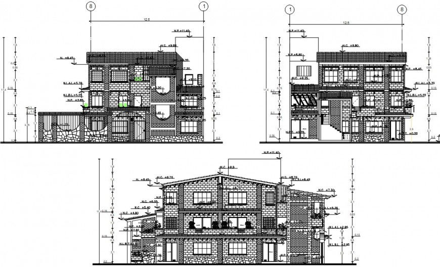architecture elevation design cad file
