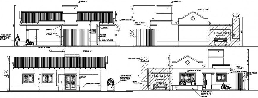 architecture elevation design of living place cad file