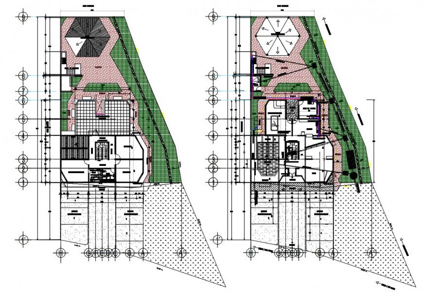 Architecture house with pool drawing cad file