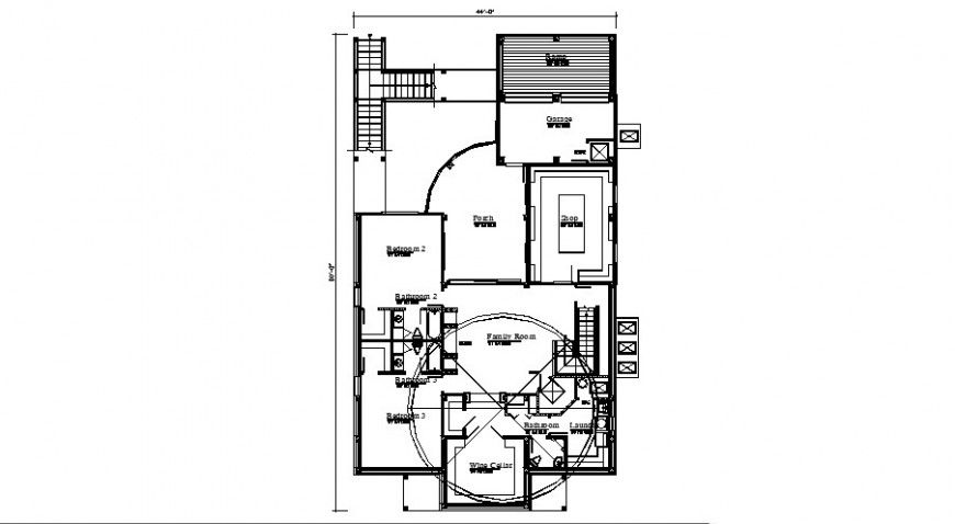 Architecture layout plan details of ground floor of house dwg file