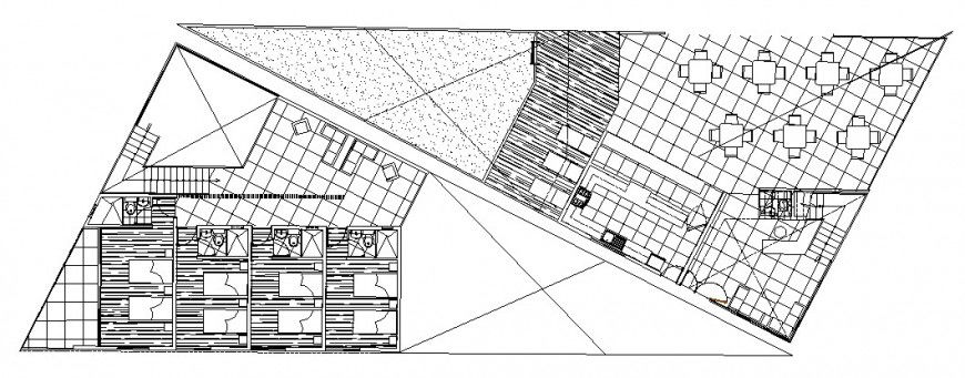 Architecture layout plan details of tourist restaurant dwg file