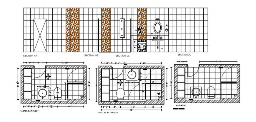 Architecture layout plan of bathroom block