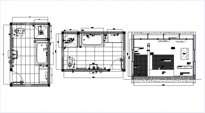 Architecture layout plan of bathroom dwg file