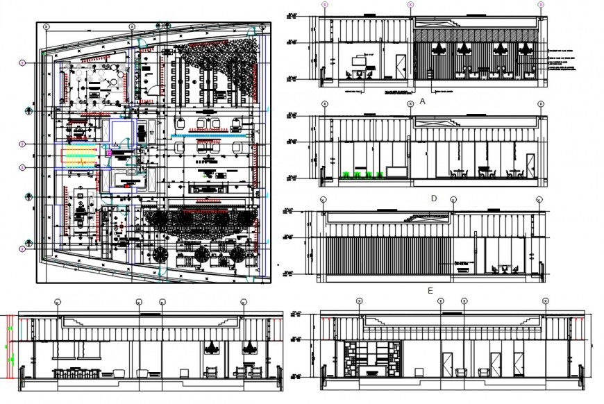 architecture layout plan of club house cad file