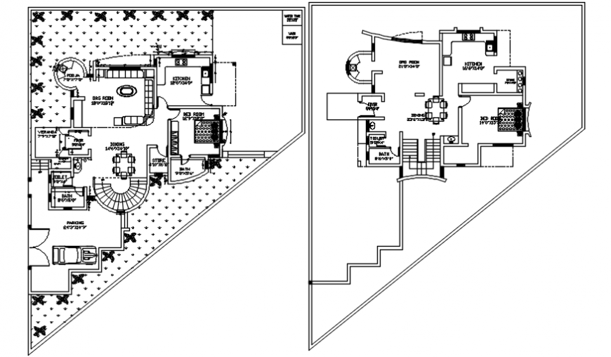 Architecture layout plan with furniture detail cad file
