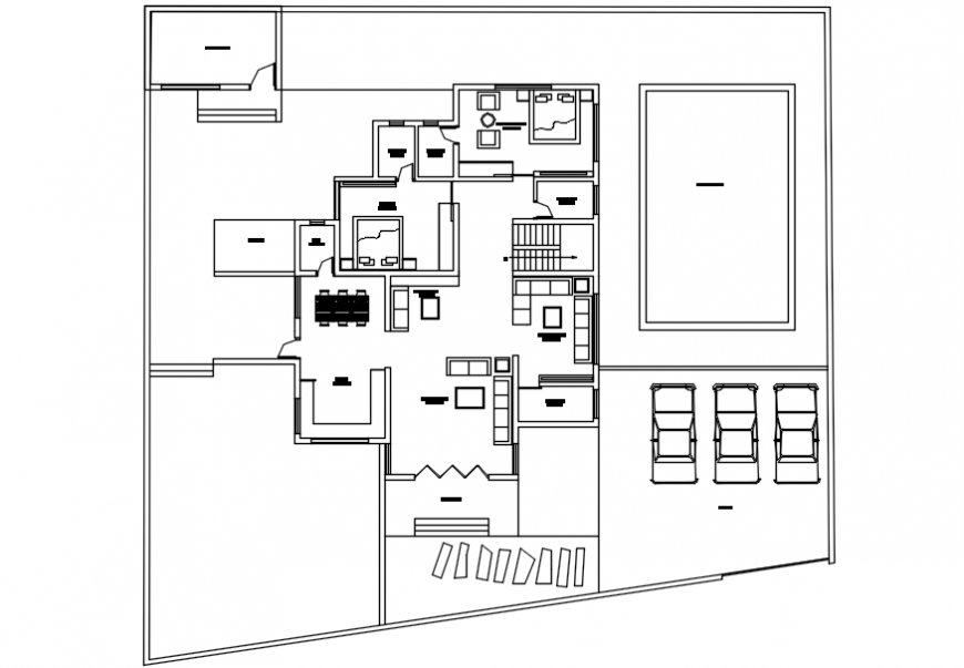 Architecture layout top view plan detail and furniture detail
