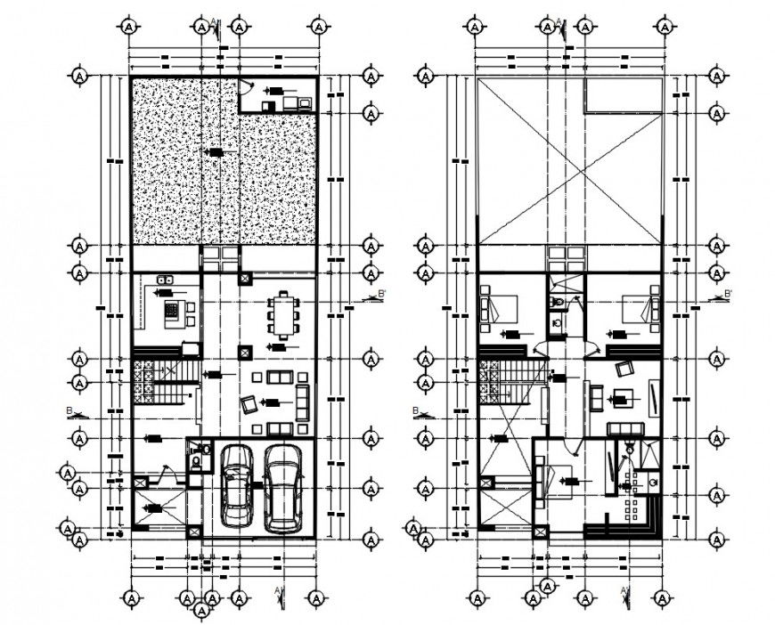 Architecture residence layout plan dwg file