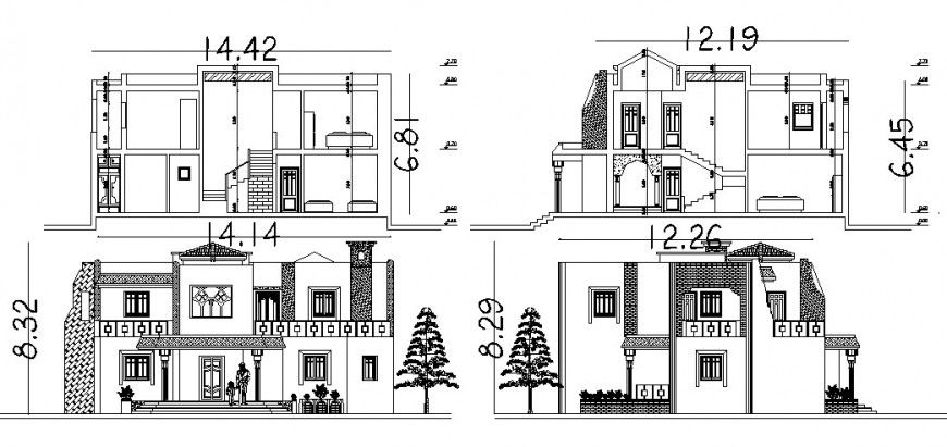 architecture section plan and elevation design cad file