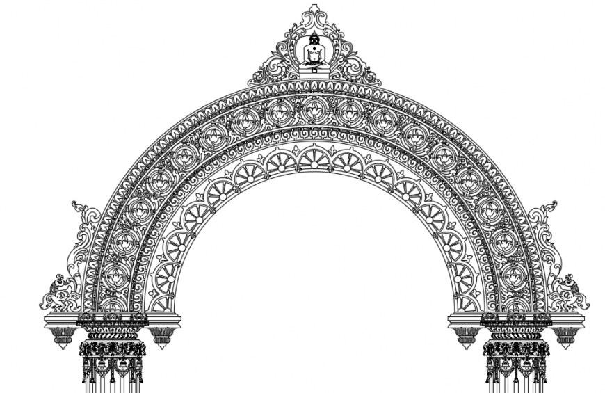Architecture temple gate drawing autocad file